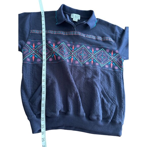 Vintage Blast Collared Sweater Half-Zip Geometric Pattern Classic Size M - Picture 6 of 9